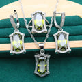 Yellow and olive anti-allergy zircon jewellery set with necklace, earrings, ring, and bracelet on a snake bone chain.