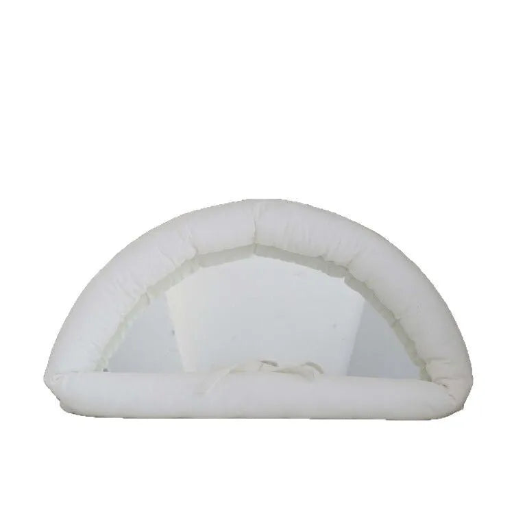 Hanging soft cotton-filled fabric mirror in solid colour on wall
