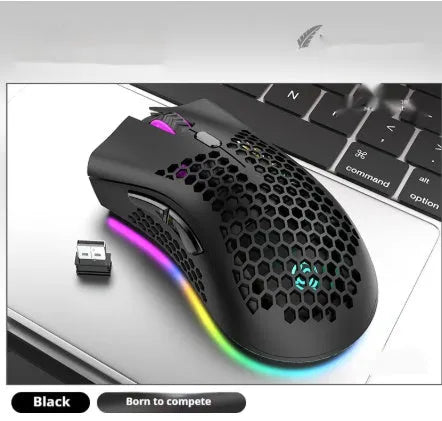 Hollow shell luminous wireless mouse with receiver in cyan colour