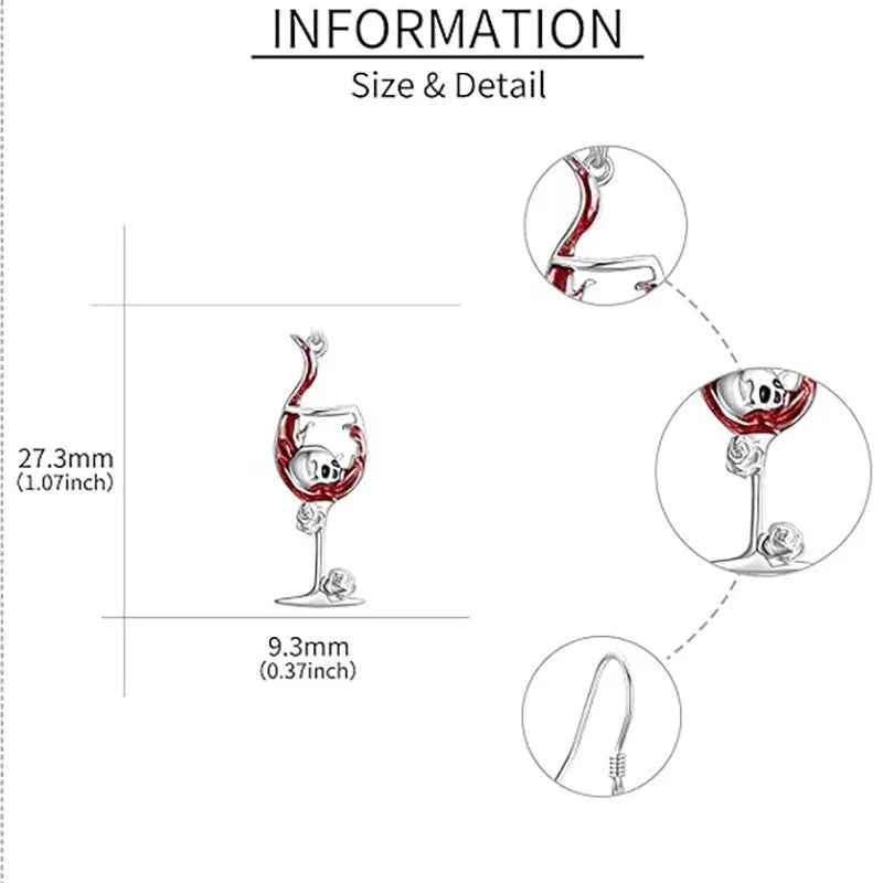 Geometric skull wine glass drop earrings in metallic finish