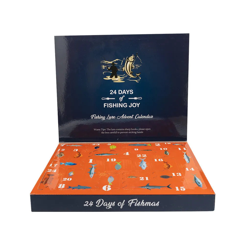 24-piece metal fishing lure set in blind box packaging for Christmas gifting