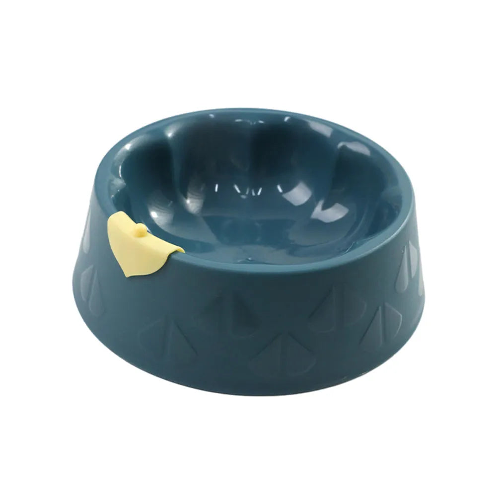 Plastic double pet bowl in blue colour with anti-tipping design for cats and dogs