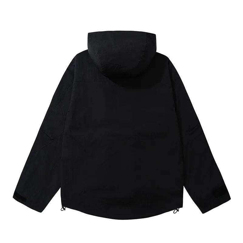 Korean style synthetic fibre blend teen jacket with 3D patch pocket in black, green, beige options, sizes S to 3XL