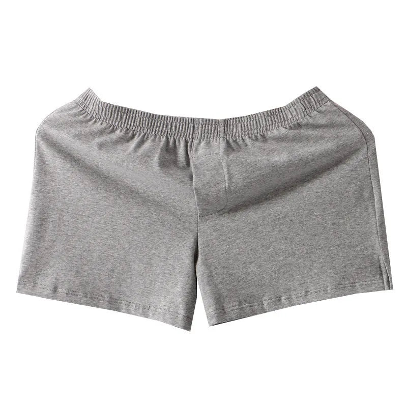 Men's cotton loose boxer underwear in black with mid-waist cut, plus size M to XXL