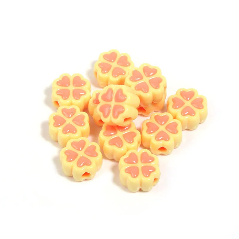 15mm frosted acrylic clover beads in multiple colours for jewellery making