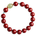 Purple Gold Sand Cinnabar and Hetian Jade unisex bracelet with geometric ellipse beads.