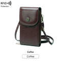 Anti-magnetic phone bag retro wax leather PU crossbody with card slot in black for daily wear
