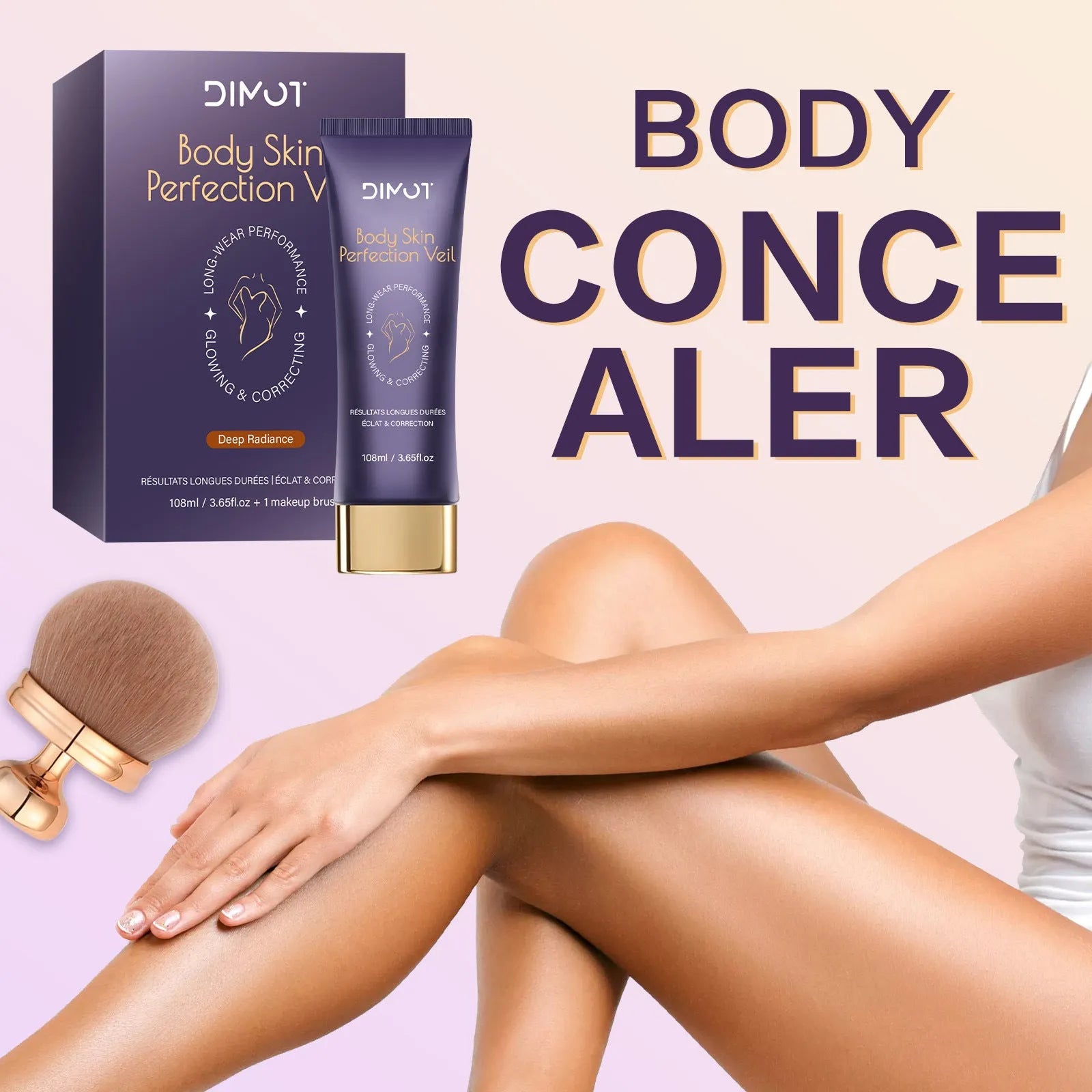 108ml tube of waterproof body concealer cream with integrated applicator brush for covering tattoos.