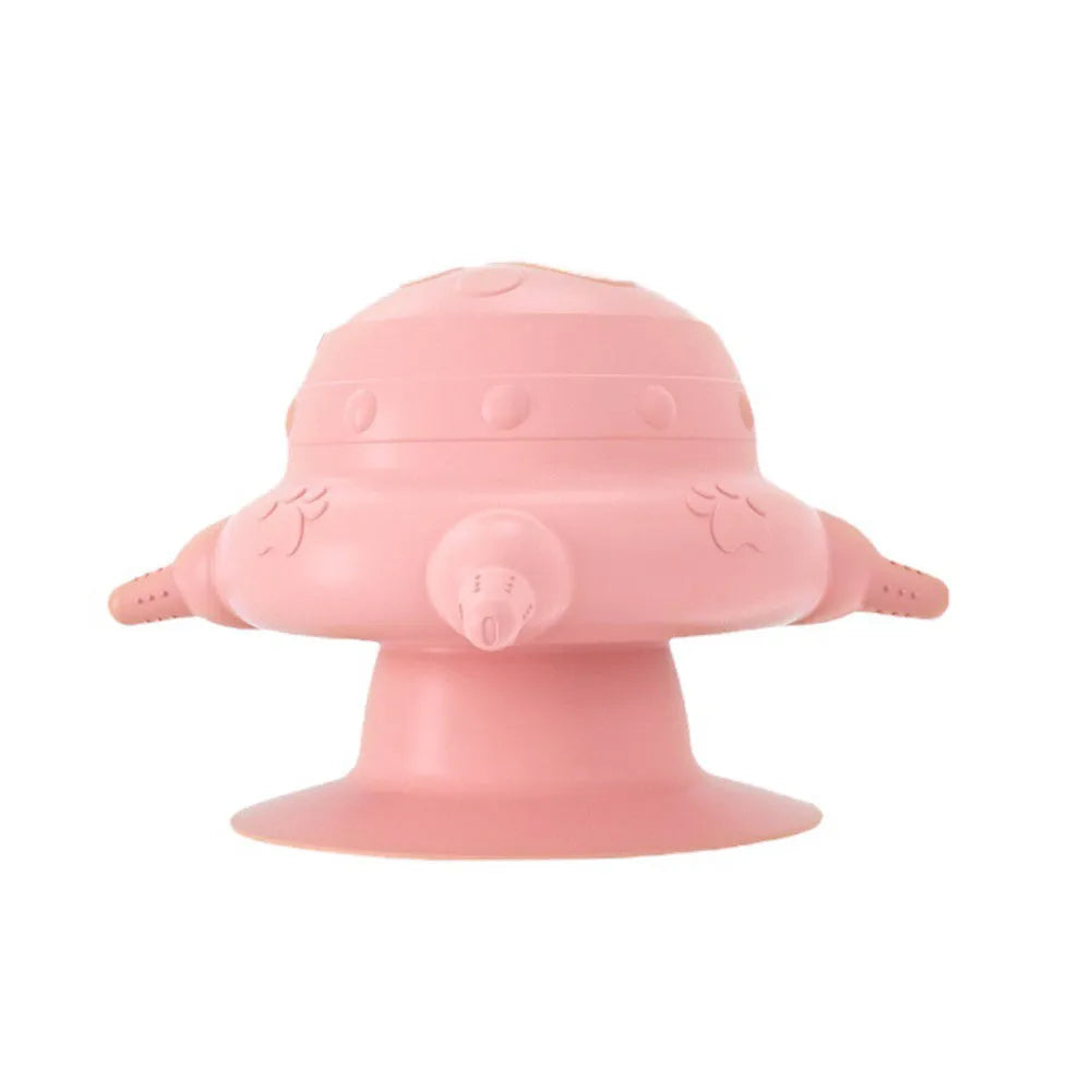 Pink silicone pet nursing device with bionic breast-shaped milk bowl for feeding puppies and kittens
