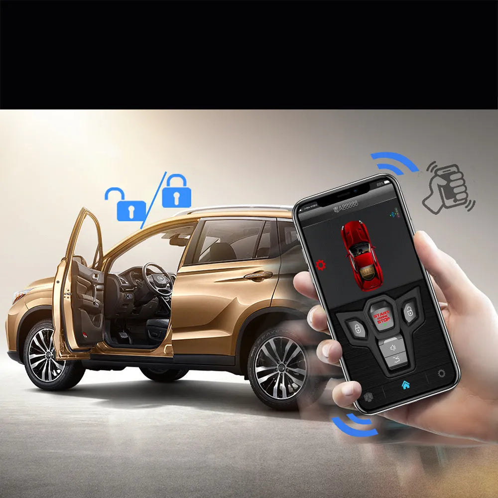 Red and frosted black car alarm remote control system with two remotes for vehicle security