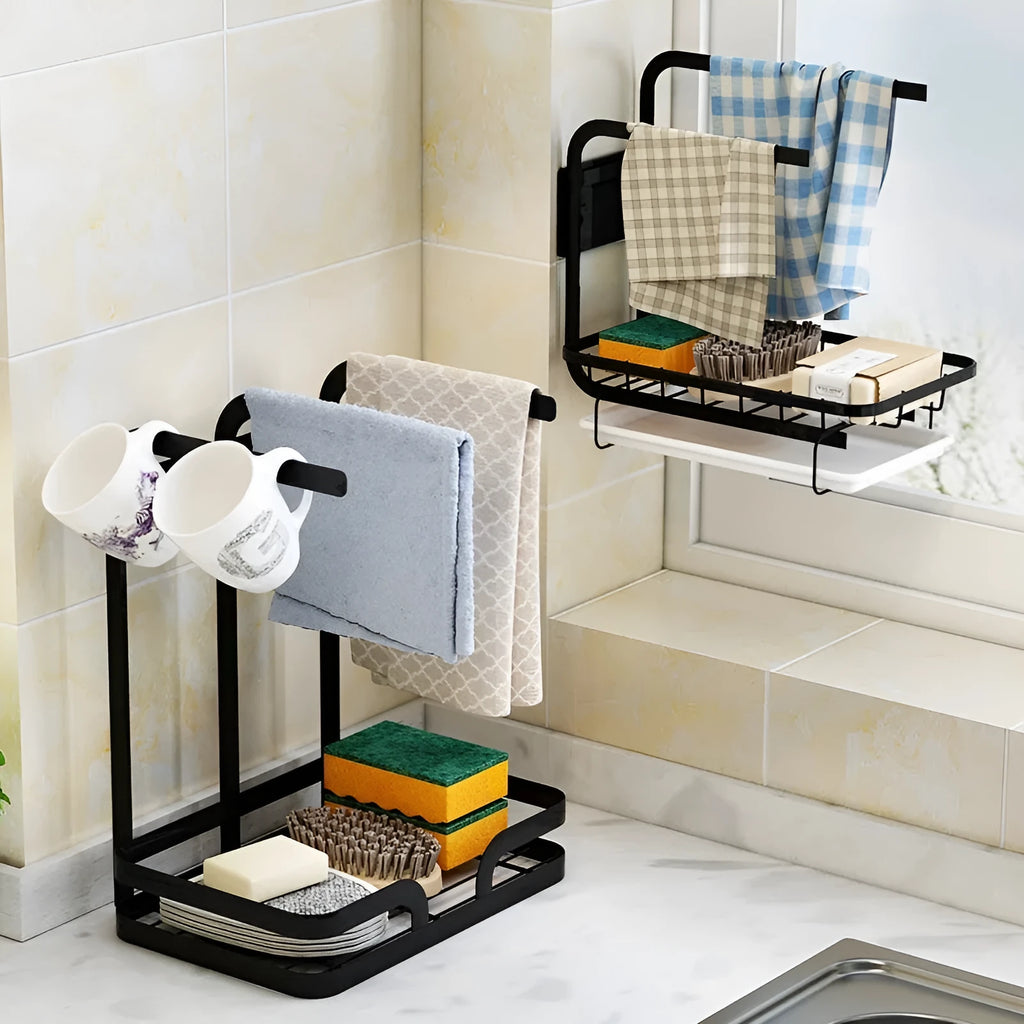 Foldable plastic kitchen rack for wall or desktop cloth storage with new Chinese style design