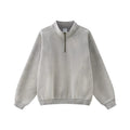 Men's half zipped stand collar pullover sweater in solid colour with side pockets, polyester fibre, leisure wear