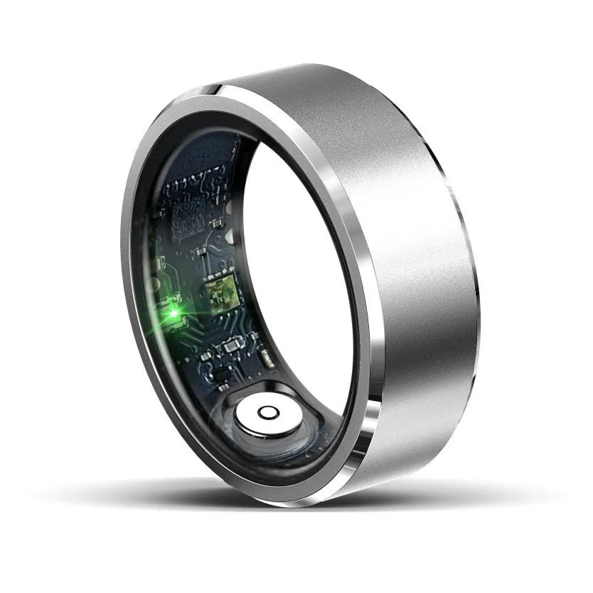 Smart ring with heart rate blood oxygen sleep monitoring, waterproof 30m, stainless steel band, pink colour