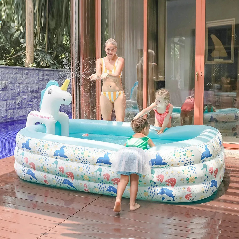 Children's inflatable PVC pool in bright colours, smooth surface, available in sizes from 110cm to 210cm