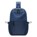 Mens grey waterproof chest bag showing front compartment and shoulder strap