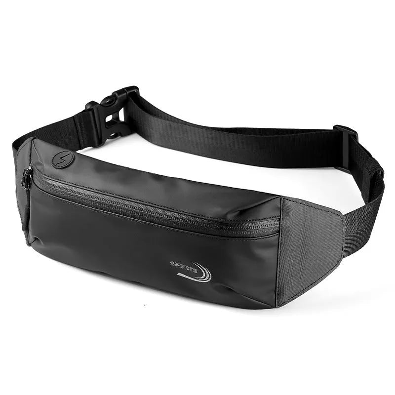 Men's blue waterproof Oxford polyester waist bag with adjustable strap and zip