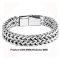 Silver titanium steel men's geometric link bracelet showing 4x8mm and 5x10mm size options.