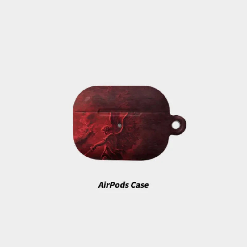 Red hard shell plastic protective case for Apple AirPods wireless headset