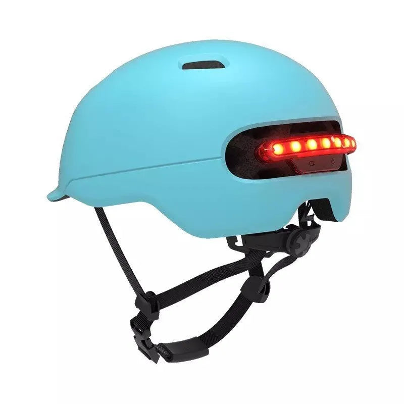 Urban Light Riding Intelligent Helmet in white on a background, side view showing EPS+PC shell construction