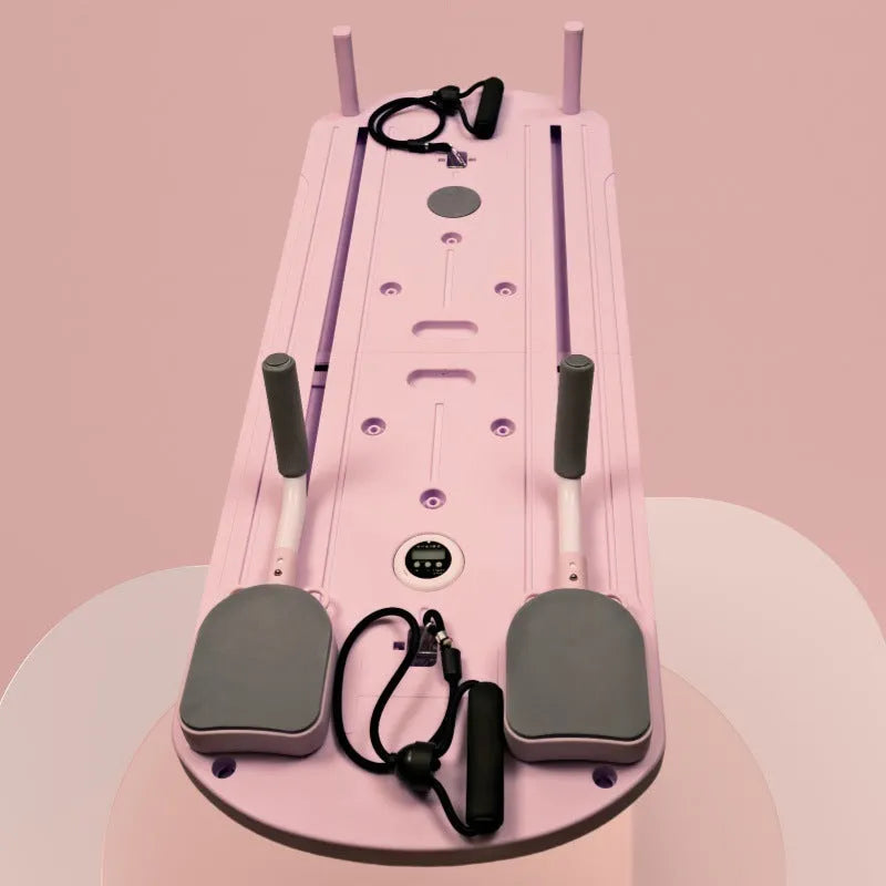 Multi-functional supine board wheel equipment in dark violet or pink with one healthy belly plate for core training.