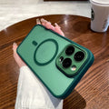 Frosted acrylic magnetic suction phone case for Apple iPhone in navy blue with all-inclusive design