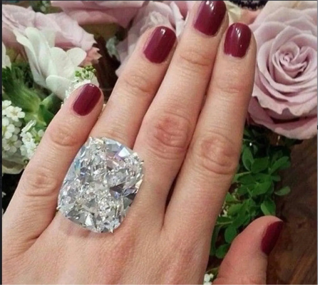 Women's white gold colour electroplated ring with square diamond inlay geometric design