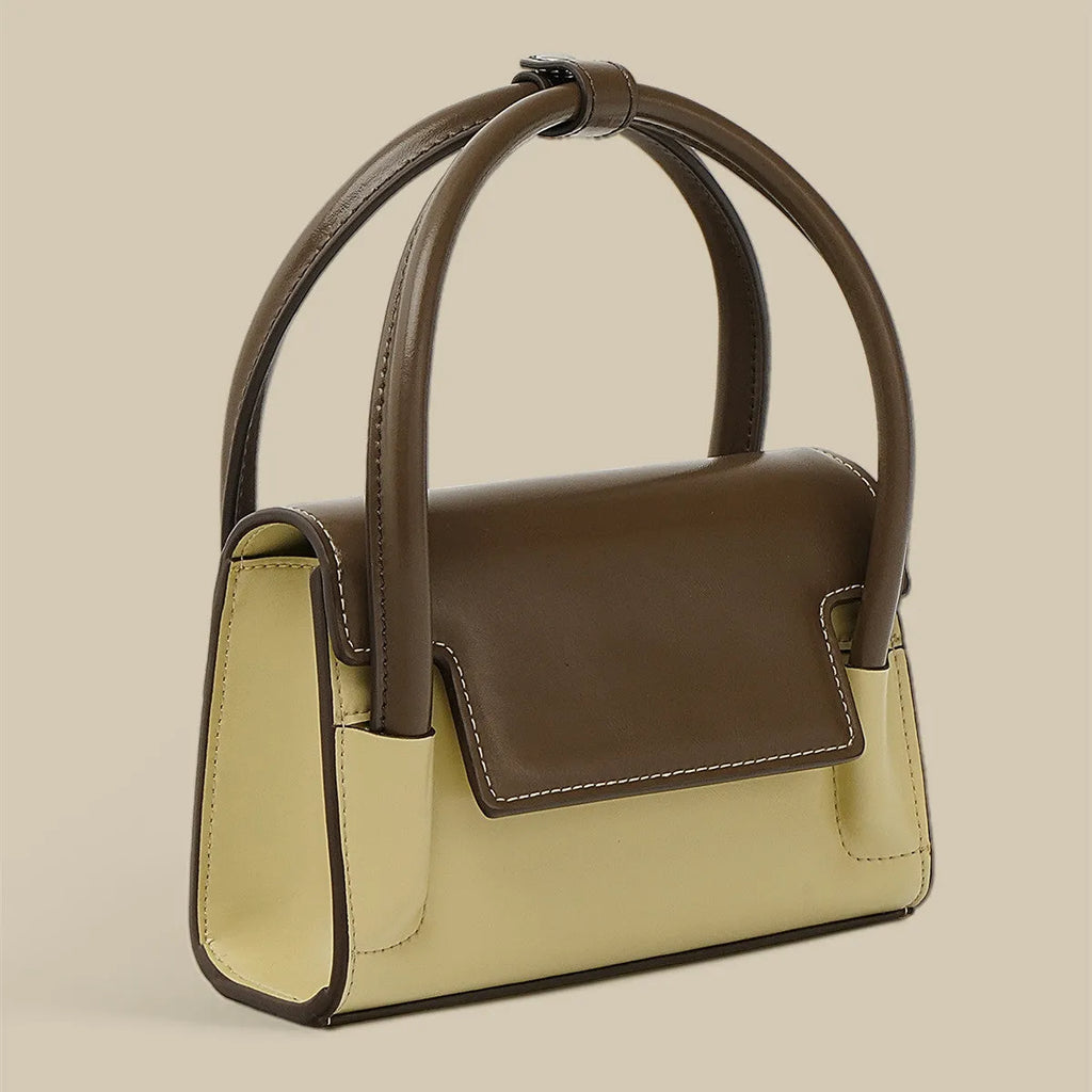 Cowhide leather tote crossbody shoulder bag, 18cm length, adjustable 52cm-76cm strap, Beige Brown Black Silver