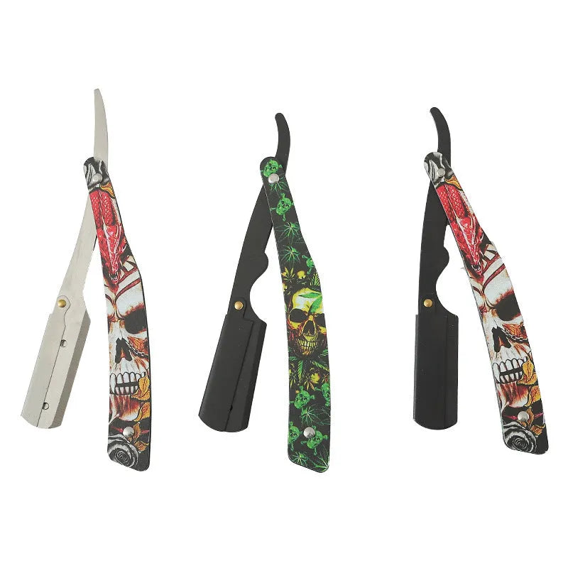 Manual shaver with clown skull design, 74 blade, red pattern black colour option
