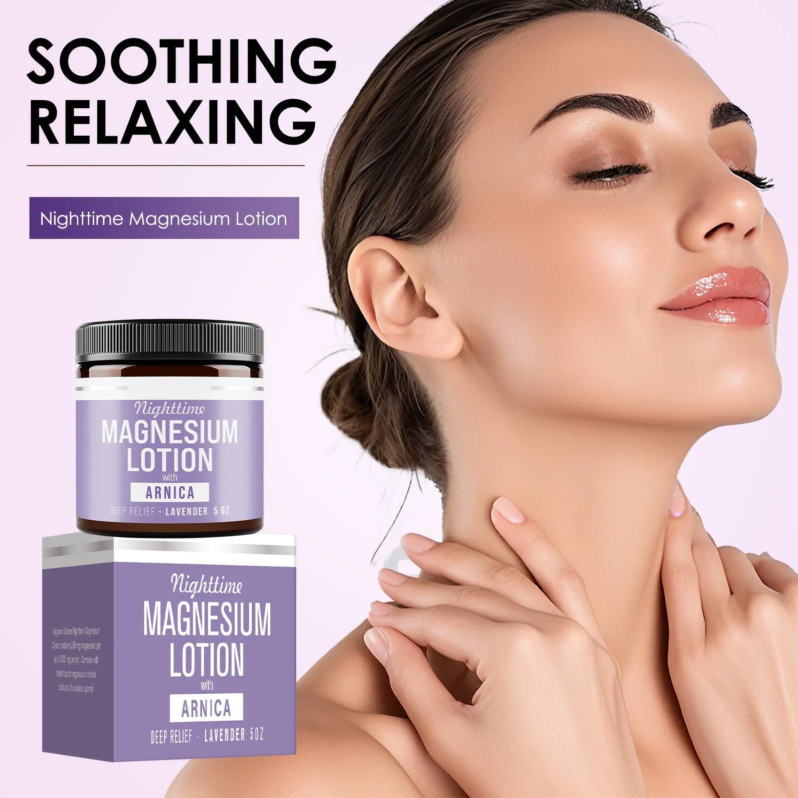 Square jar of Magnesium Body Butter Cream, 150ml volume, 7.1cm by 6.0cm.