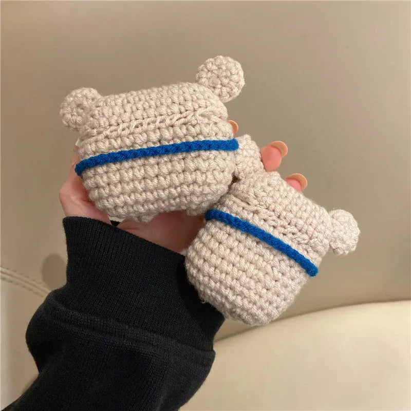 Hand-knitted koala bear backpack design protective cover for AirPods cases