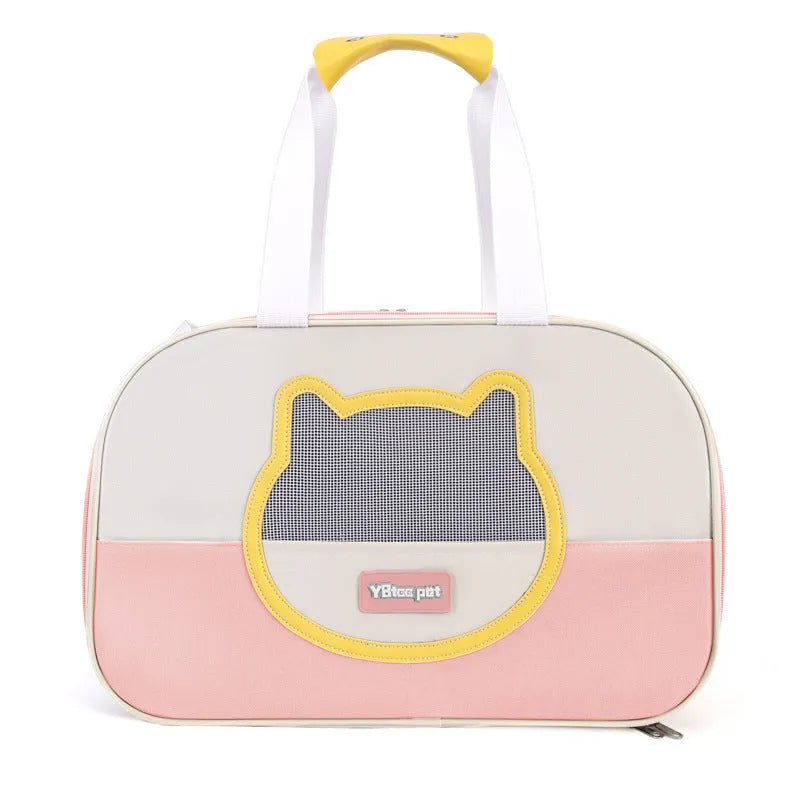 Large capacity foldable cat backpack in Oxford cloth, shown in blue colour variant.