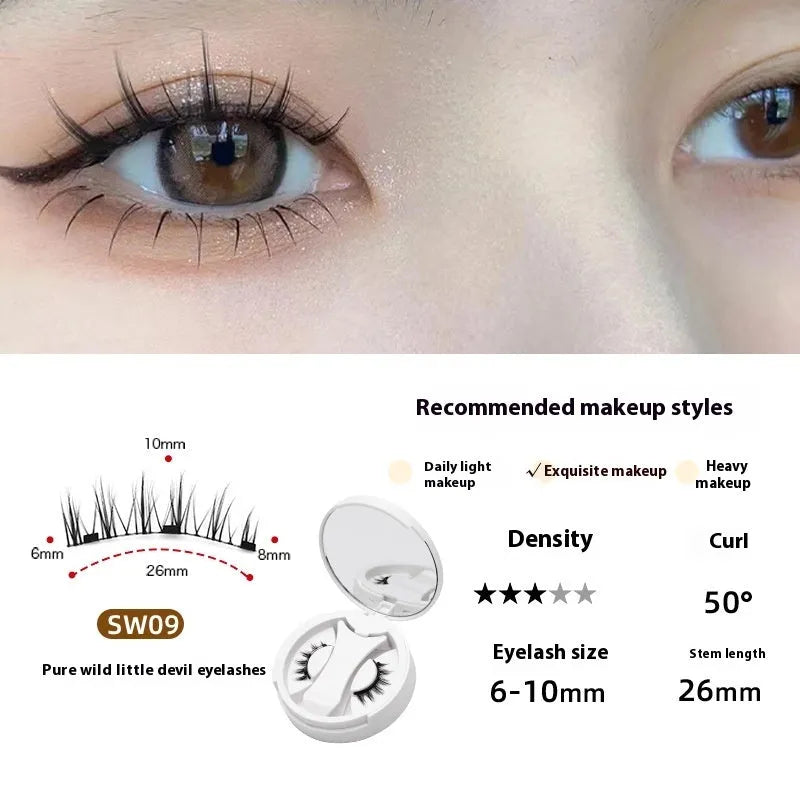 26mm magnetic false eyelashes set with ten fibre styles and integrated soap holder