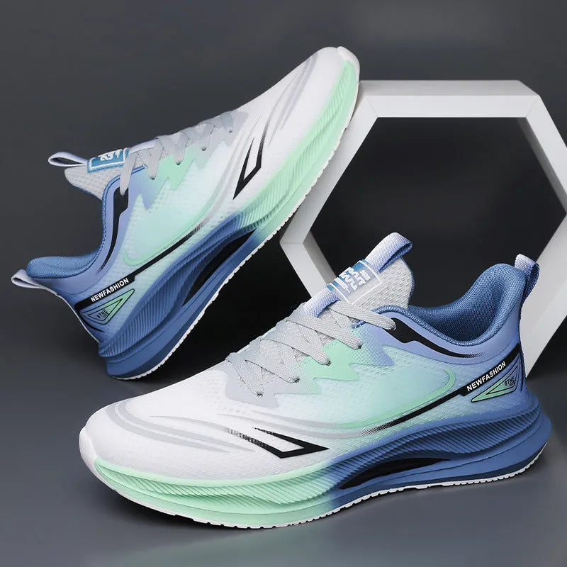 Men's low-top casual shoes in woven mesh with round toe and rubber sole, shown in grey green colour.