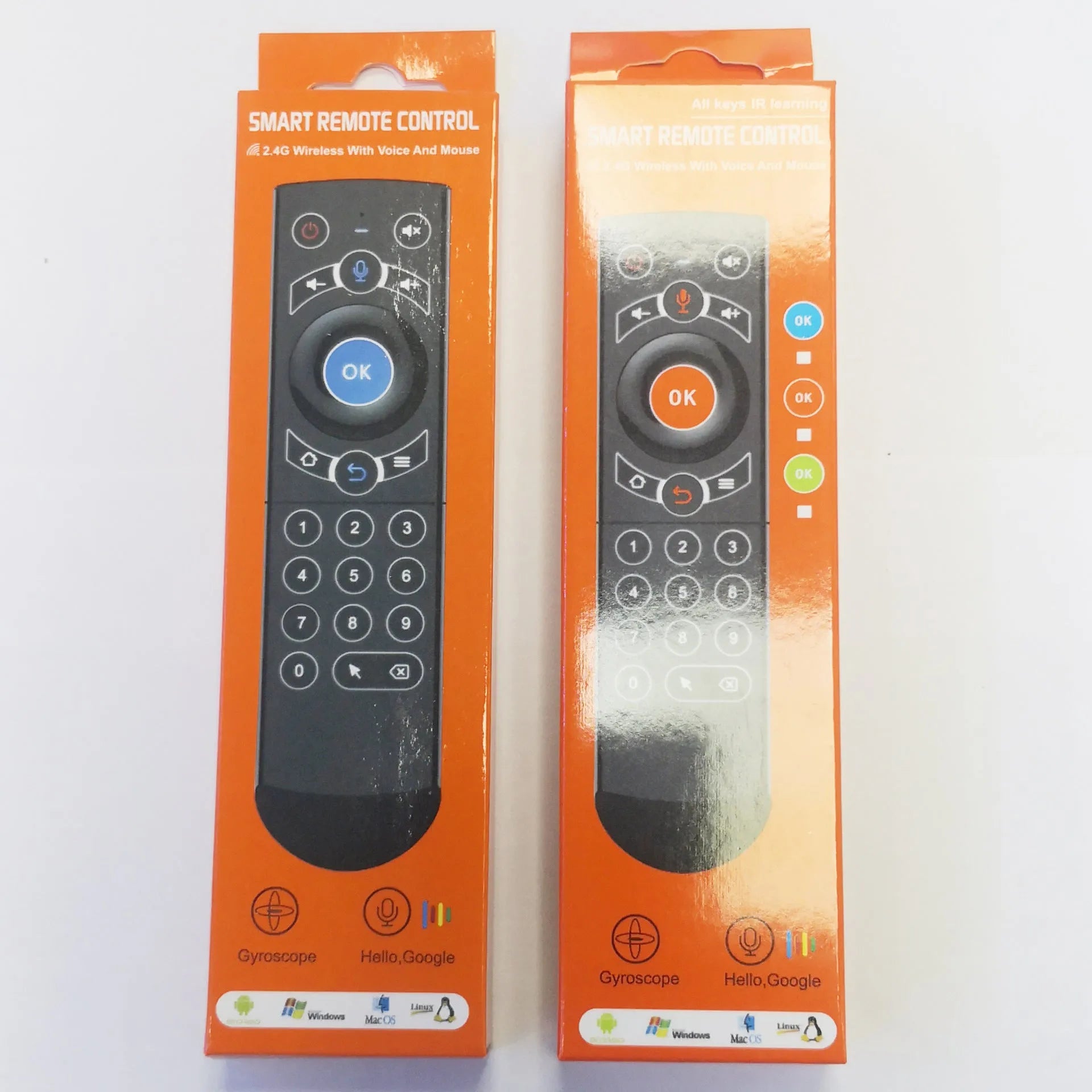 Black G21pro2.4G universal remote control with voice gyroscope for Android TV box projector, 162x42x17.6mm