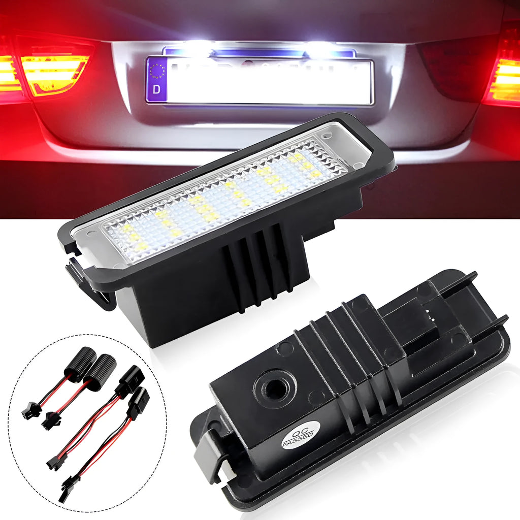 Volkswagen LED license plate light with 24 SMD 3528 LEDs producing 8000K white light