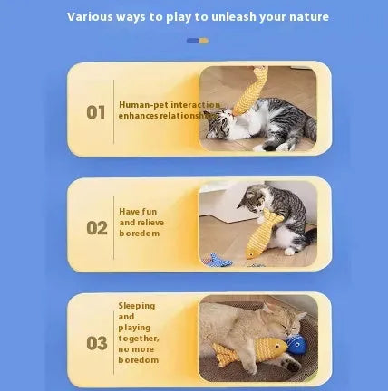 Yellow, blue or red catnip-filled fish toy for cats in large 39cm or medium 30cm sizes