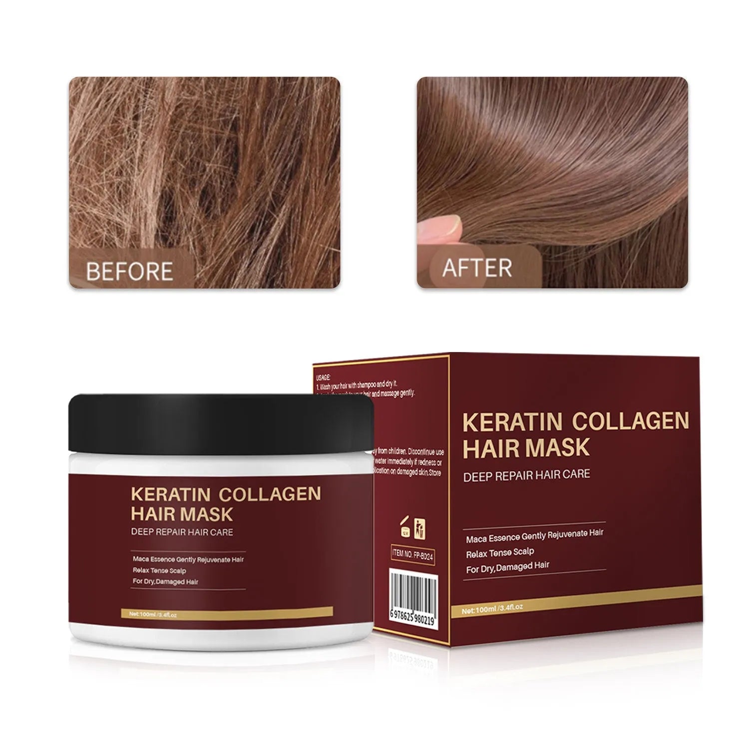 100ml collagen hair mask for moisturising and repairing treatment of dense hair
