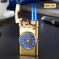 New electric watch lighter with automatic ignition and adjustable blue flame - zinc alloy construction