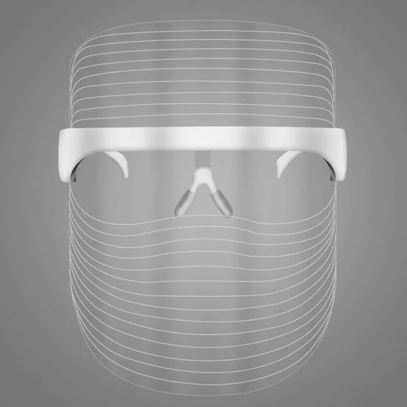 LED three-colour transparent beauty mask for home acne removing and skin whitening, packed size 18.5 x 20.5 x 14 cm
