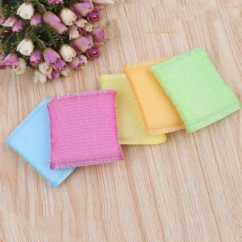 Pinstripe fabric dishwashing spong mop with plastic handle in macaron mixed colours