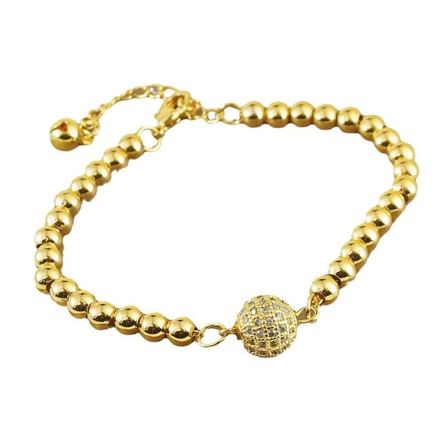 Women's copper bracelet with zircon stones in Arabic style featuring heart shape design