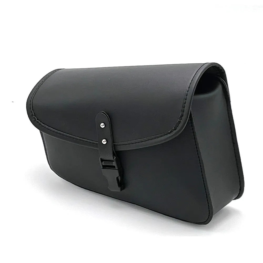 Black PU artificial leather motorcycle swingarm bag mounted on Harley Sportster