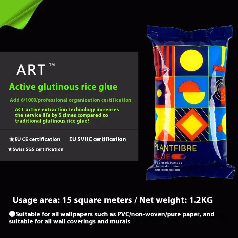 Pack of three rolls of Glue E clean smell glutinous rice wallpaper adhesive.
