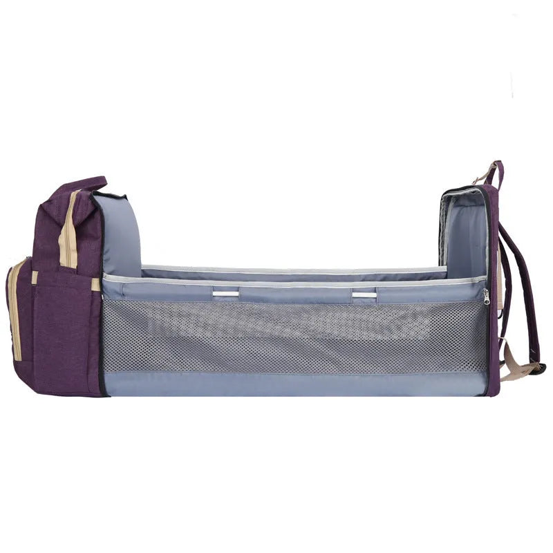 Portable folding mummy bag in Nylon with USB interface and curved shoulder strap