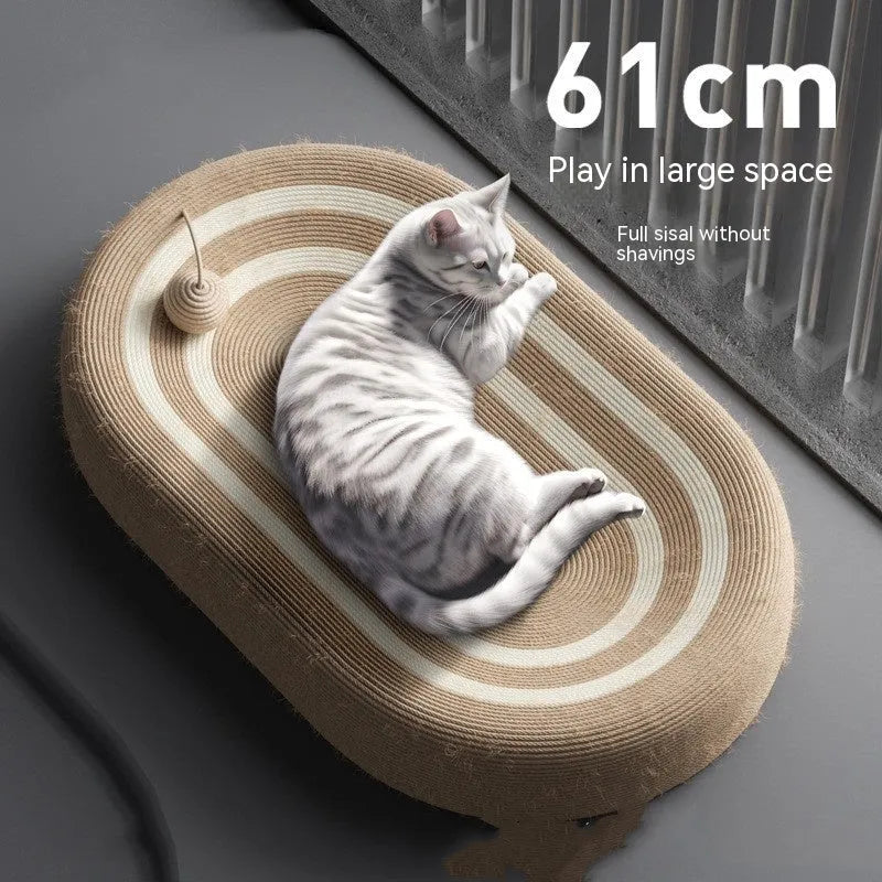 Extra large 61x40x9cm natural sisal cat scratch board with cat ear accents on floor