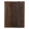 Brown Crazy Horse leather A5 notebook protective sleeve, square socket-type design