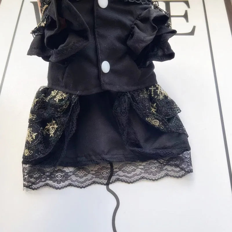 Golden gothic skirt costume for small cat or dog with princess-style design