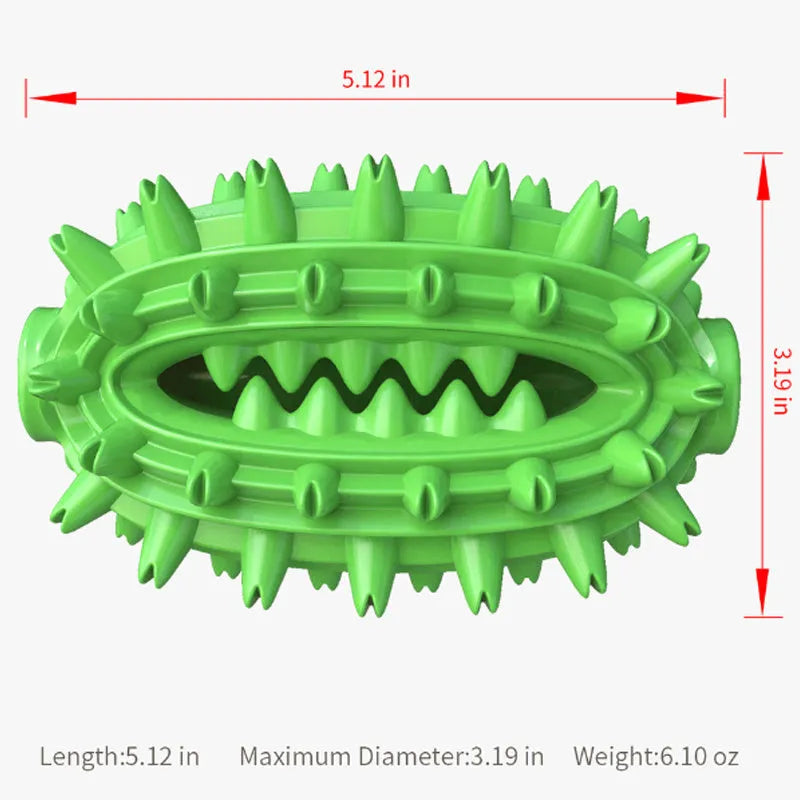 Green cactus-shaped dog chew toy with textured bumps for dental cleaning on a white background.
