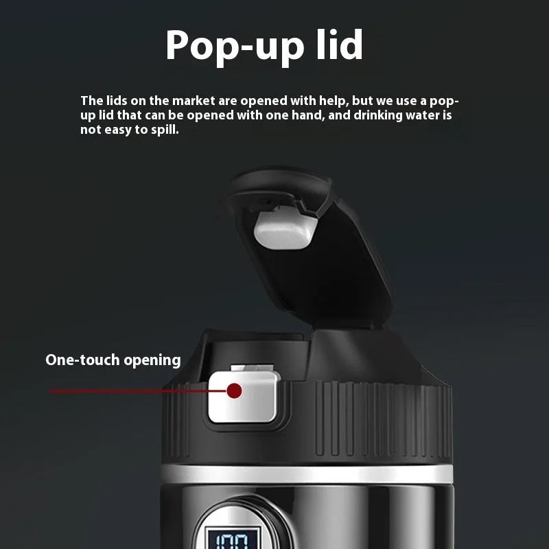 Smart car water boiling cup in black or white, stainless steel vacuum insulating cup, vertical pattern version, 70W