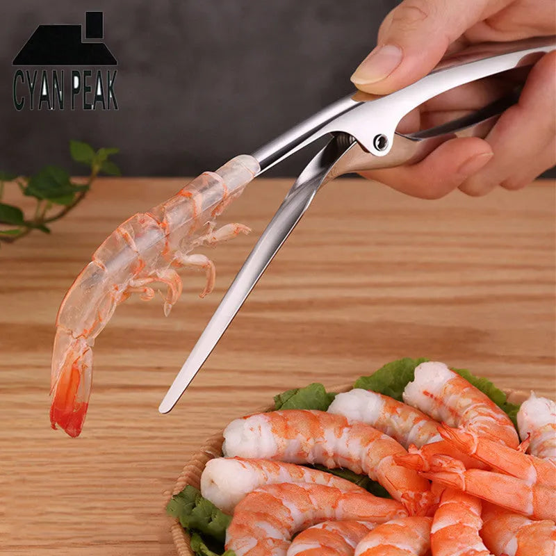 Stainless steel shrimp peeler 21 x 6.5cm with ergonomic handle and closed tip for peeling and deveining shrimp